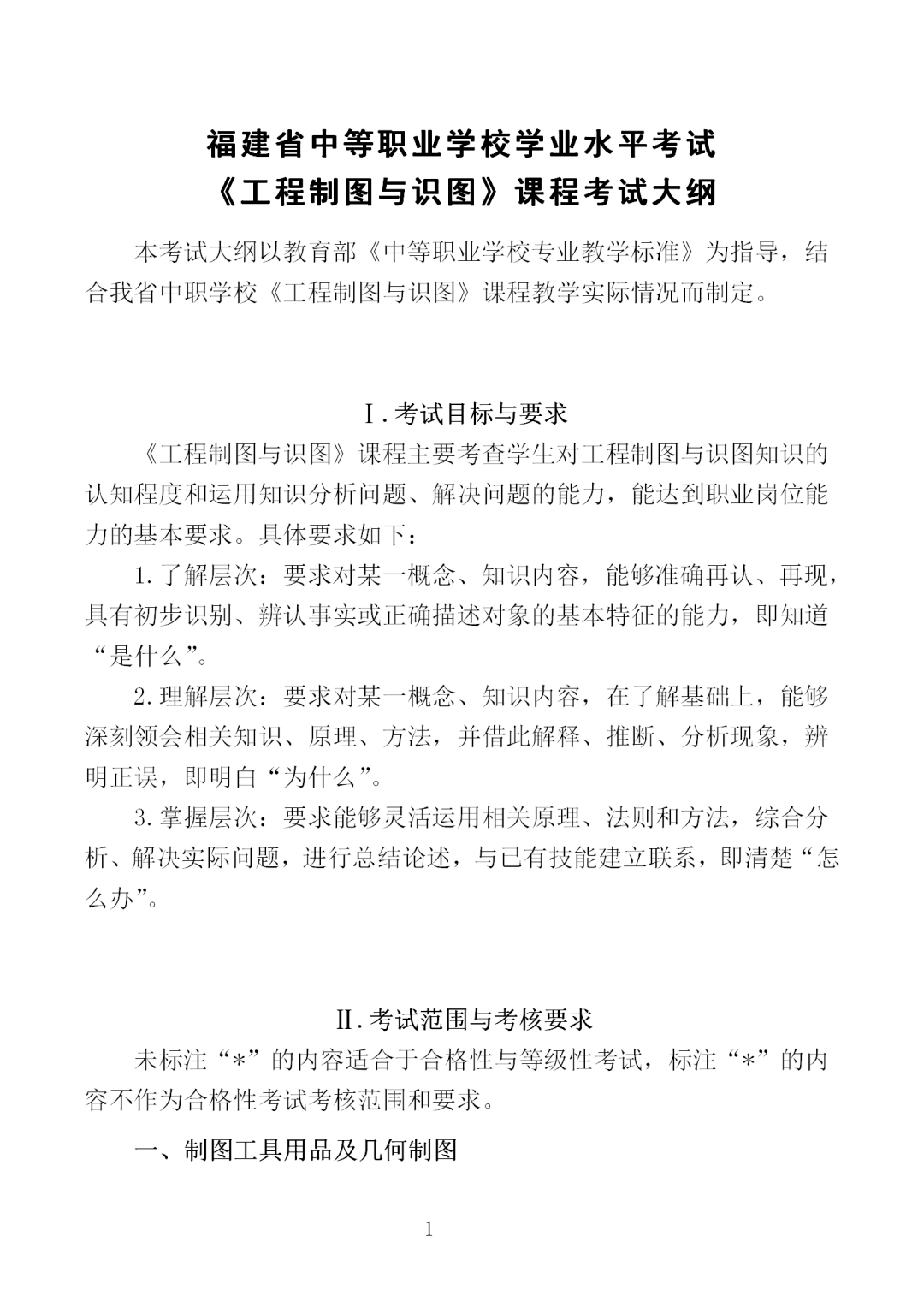 中職學(xué)考丨福建中職學(xué)考《工程制圖與識圖》考試大綱一覽！
